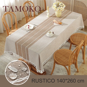 Скатерть TɅMOKO 260x140 см, лен, полиэстер, хлопок, 1 шт