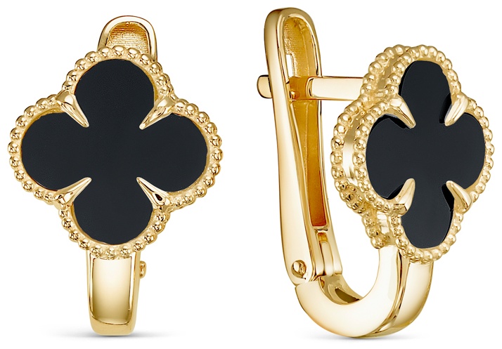 Серьги Lucente AJ-Л120129 вес 3.72 г золото, оникс