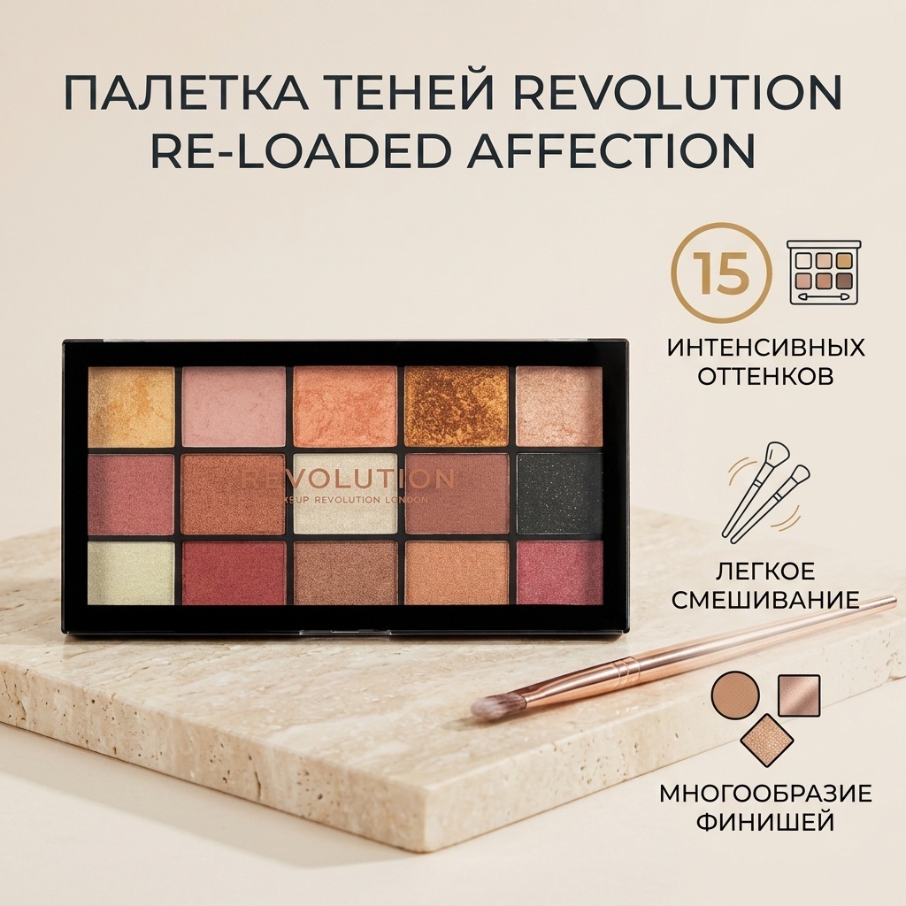 REVOLUTION тени рассыпчатые Палетка теней Re-Loaded Palette Affection
