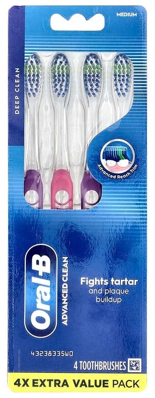 Oral-B Улучшенная зубная щетка, среднего размера, 4 шт. В упаковке зубная щетка средняя 4 шт
