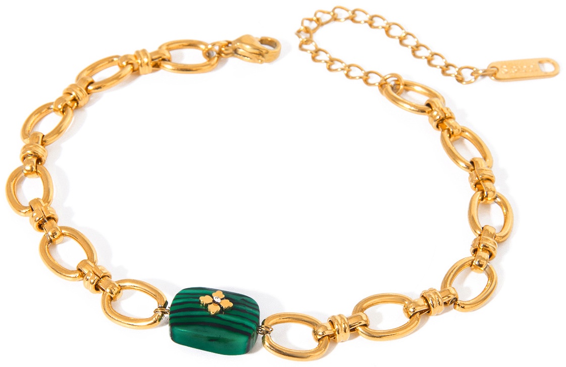 Mimi Jewelry длина 16 см медицинское золото, малахит