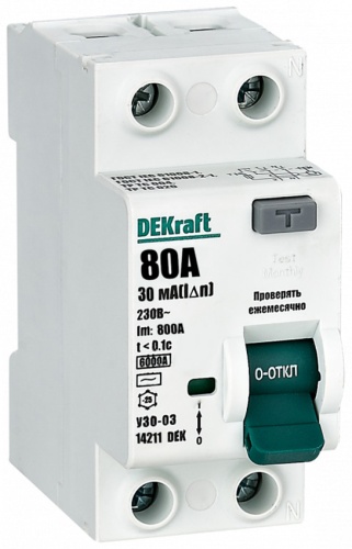 Дифференциальный автомат DEKraft AC 80 30 мА класс AC