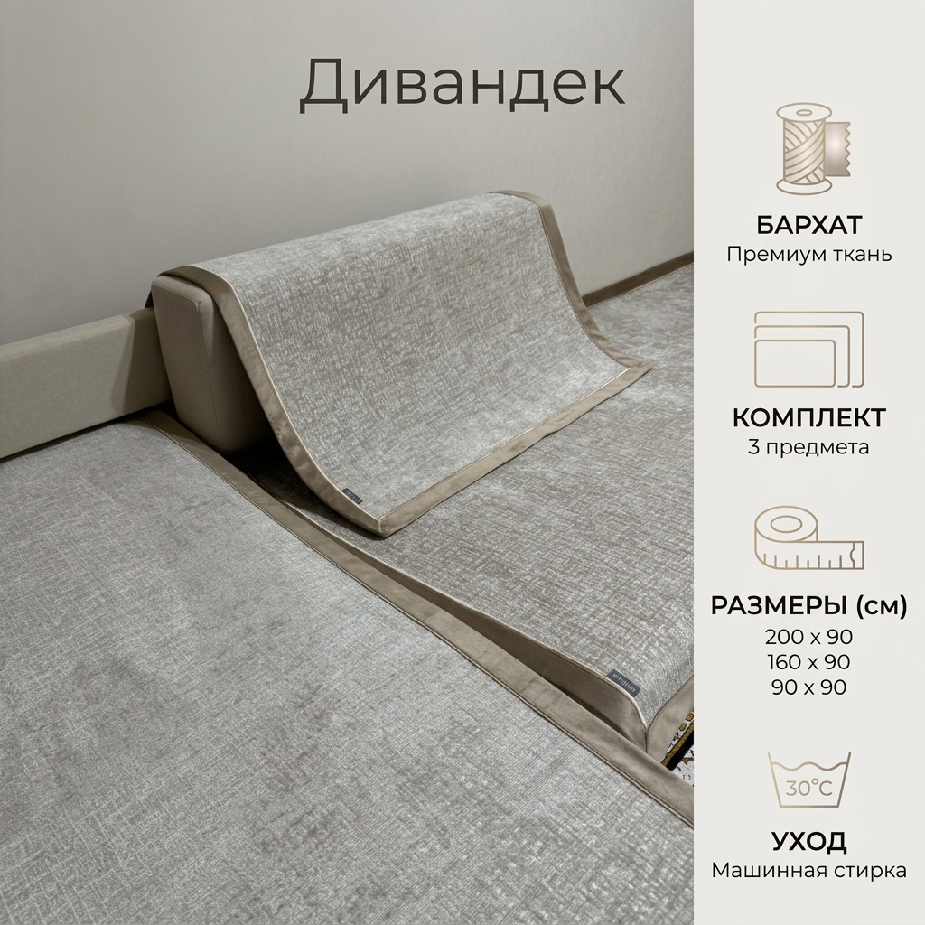 Дивандек для дивана 30140513_132075540 коричневый 200/90 см 160/90 см 90/90 см