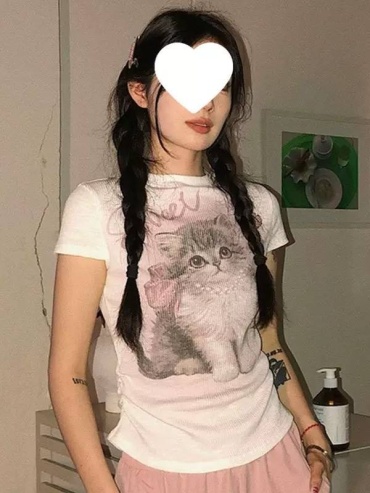 Футболка SHOPITO кошка белый, розовый