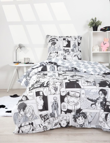 Комплект Сон cotton Манга Аниме 1.5-спальный бязь, 1 наволочка: 70x70 см