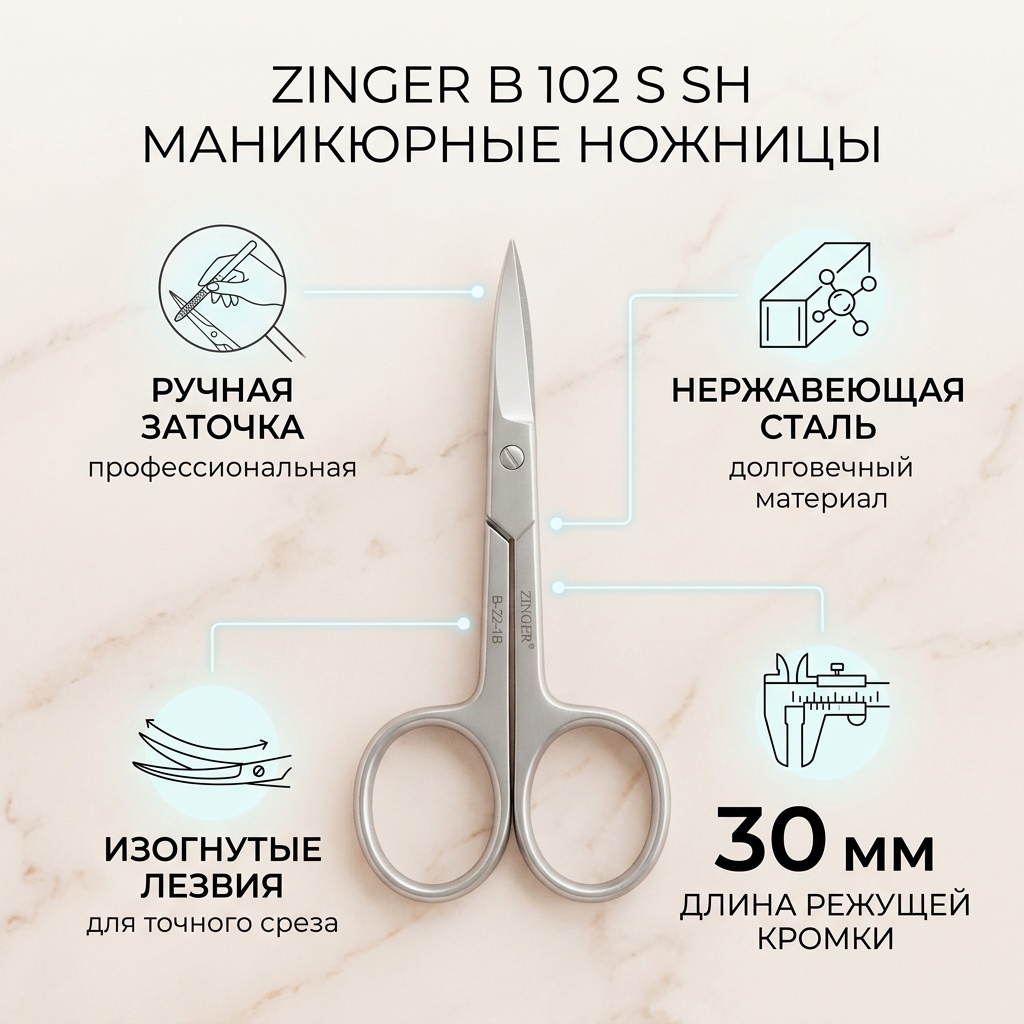 Zinger маникюрные ножницы 30 9.4 см 1 шт