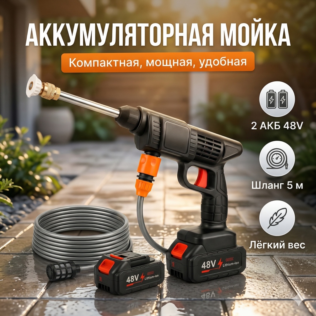 Мойка высокого давления Gelixo аккумуляторный 60 бар, Spark 455