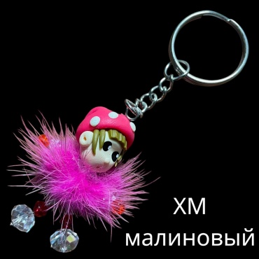 Брелок SNS Кукла в шапке «мухомор» 50*30 мм искусственный мех, акрил, стекло 1 шт
