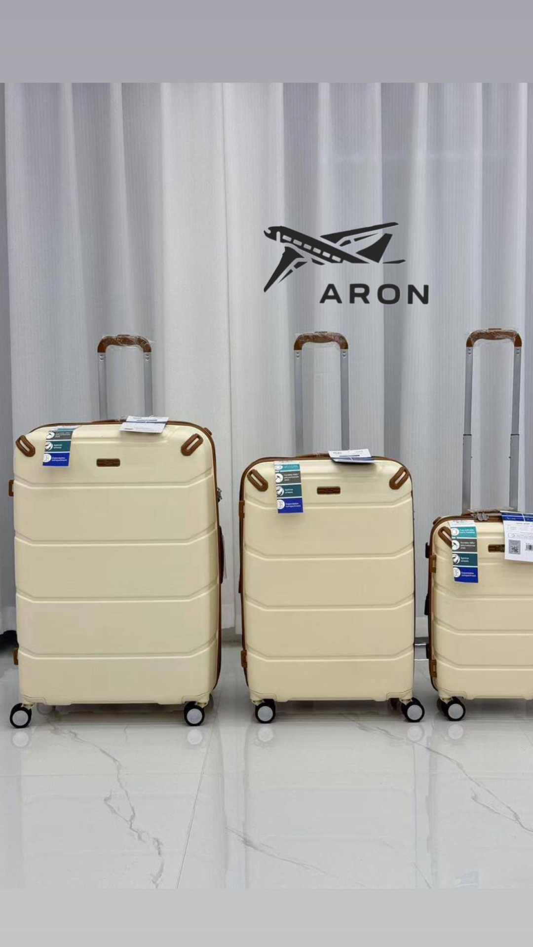 Чемодан ARON-IT поликарбонат 220 л молочный