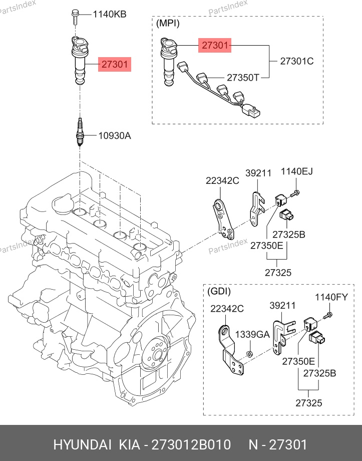 Hyundai/Kia Катушка Зажигания 273012B010