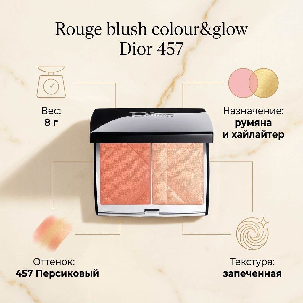 Dior Rouge blush colour&glow румяна, хайлайтер 457