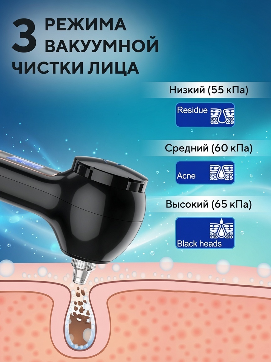 Аппарат для чистки лица вакуумный очиститель пор — фото 4