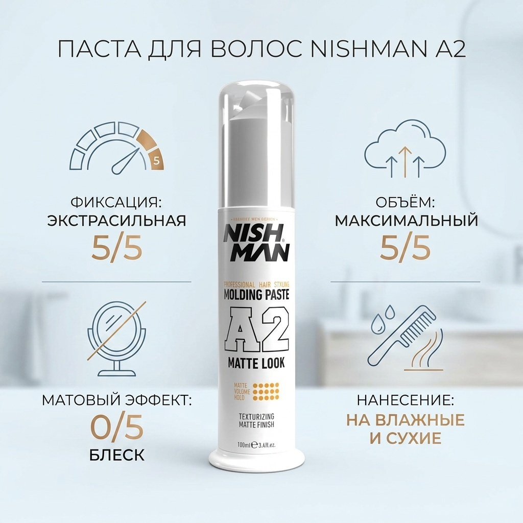 NISHMAN Molding Paste Matte Look - A2 паста экстрасильная фиксация 100 мл