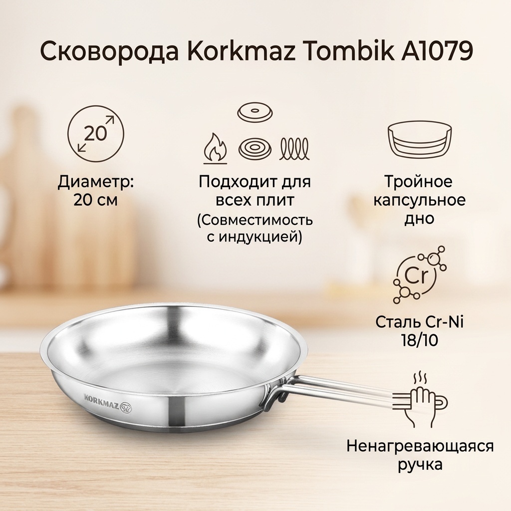 Сковорода Korkmaz A1079 20 см , сталь