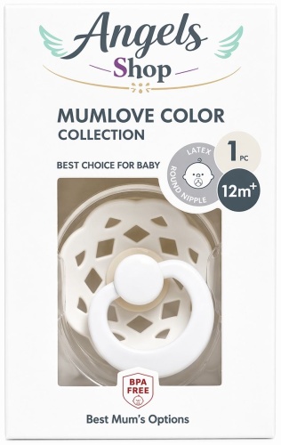 Пустышка angels shop Mumlove S-21 12+ White паутина, 1 шт, белый
