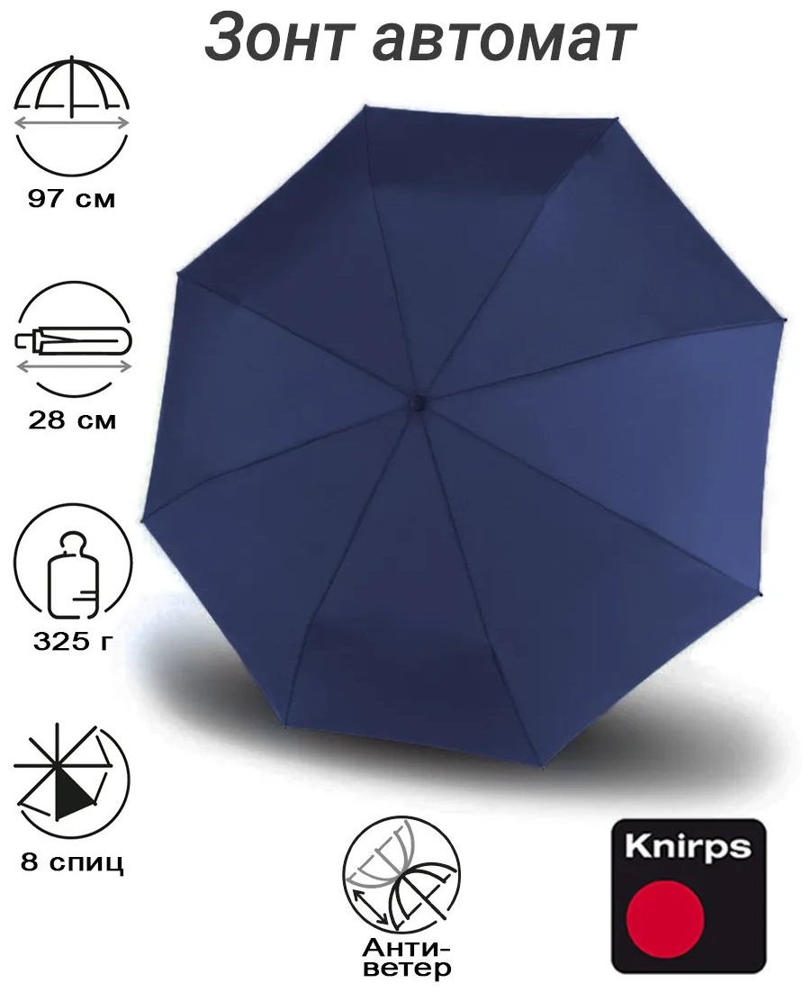 Складной зонт KNIRPS полуавтомат темно-синий