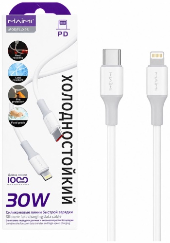Кабель MAIMI Lightning, 1 м, X98 белый