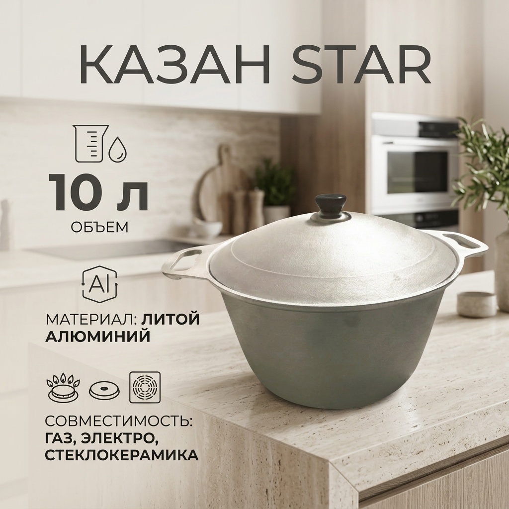 Казан Star 10 л, алюминий
