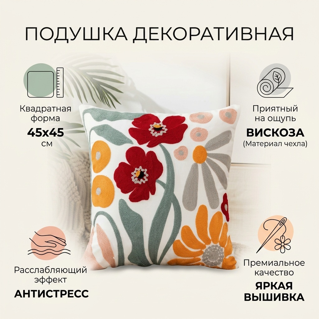 Подушка декоративная 45x45 см, 17373039_260491943