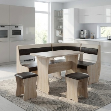 Кухонный уголок Уют-1 85x155x110 см, серый, темно-коричневый