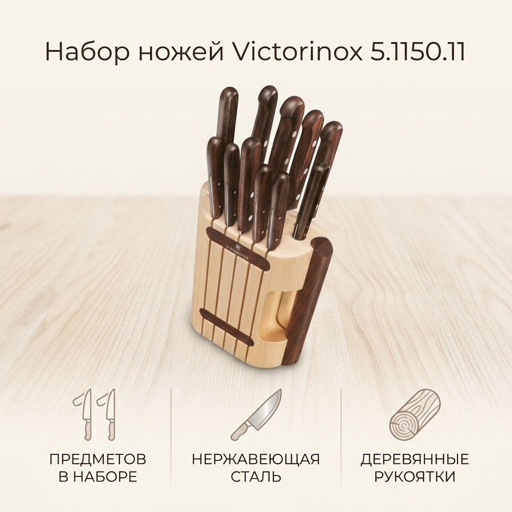 Набор ножей Victorinox 5.1150.11, лезвие: нержавеющая сталь 11 шт