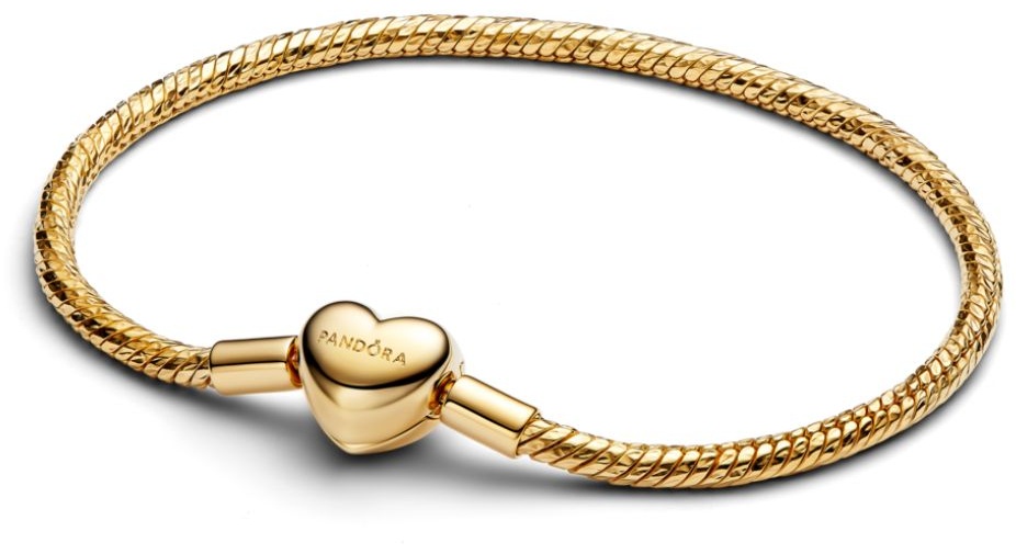 PANDORA «Сердце» для гравировки 564236C00-18 длина 18 см, вес 10.73 г сплав покрытый золотом 14К, плетение снейк