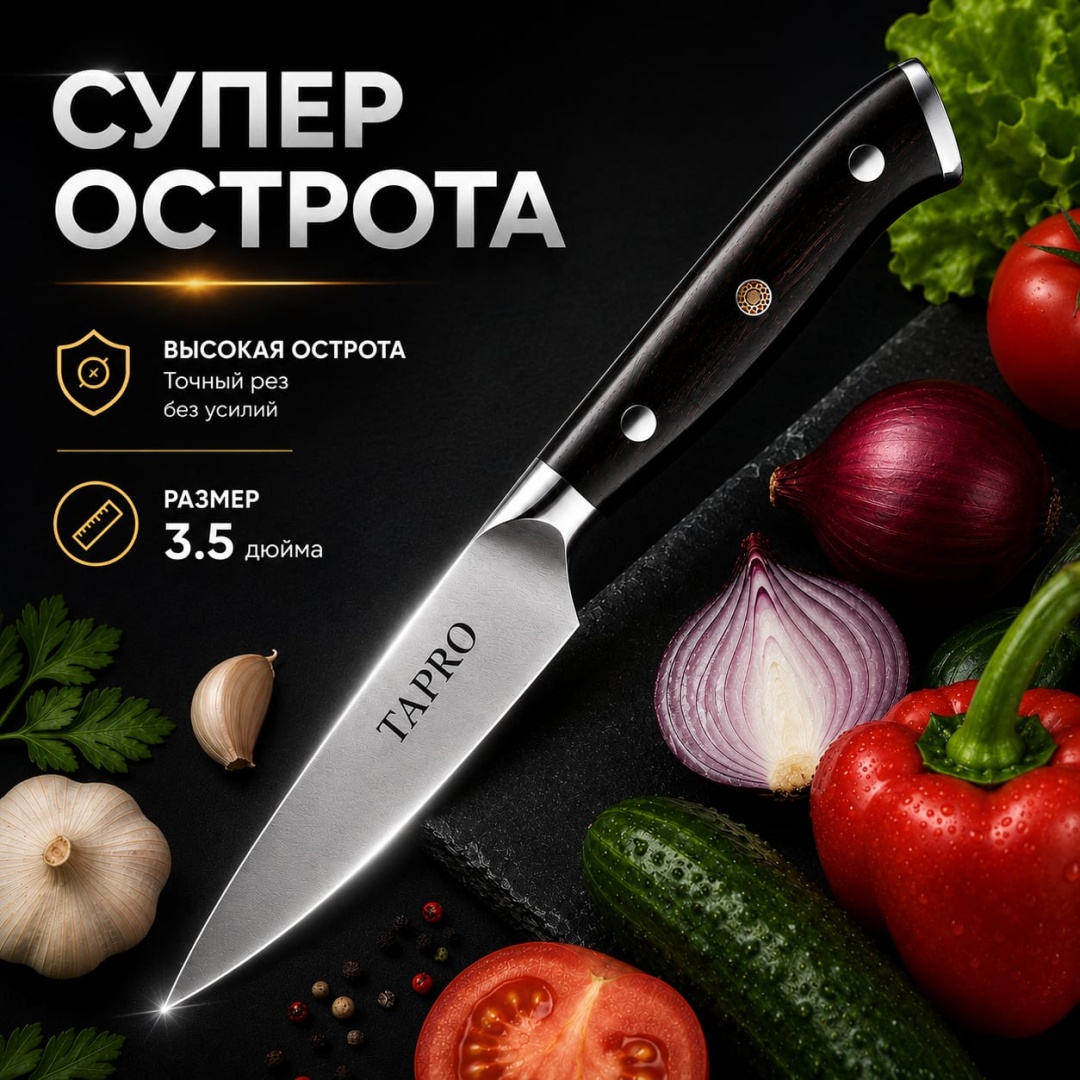 Нож для овощей и фруктов TAPRO, лезвие: нержавеющая сталь 1 шт