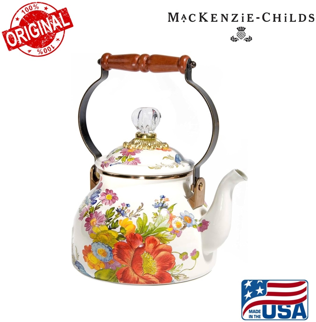 MACKENZIE-CHILDS чайник White Flower Market 2 л, эмалированная сталь
