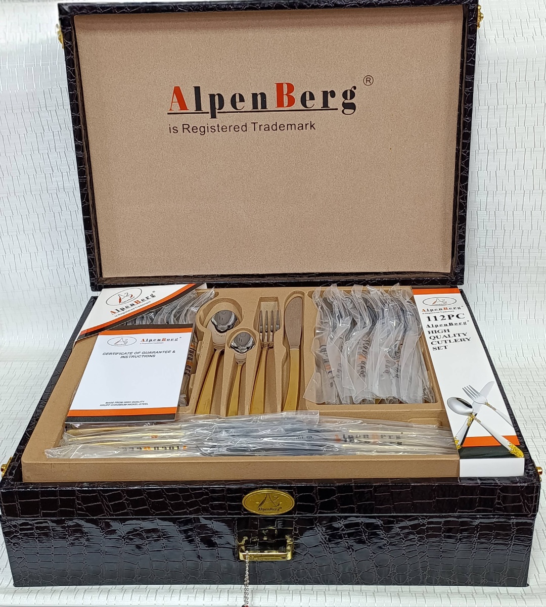 Набор столовых приборов AlpenBerg 112 шт, золотистый VVL103