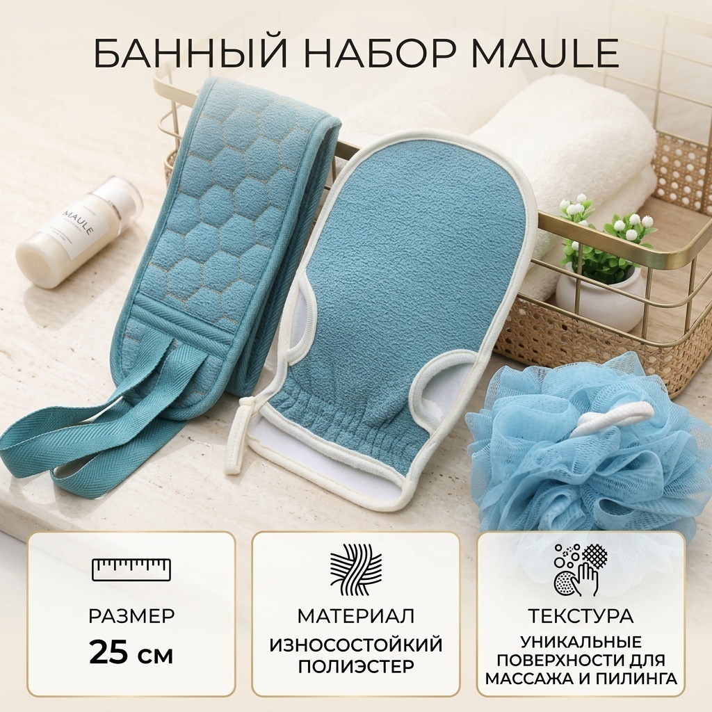 Popular набор для тела, универсальное голубой 3 шт