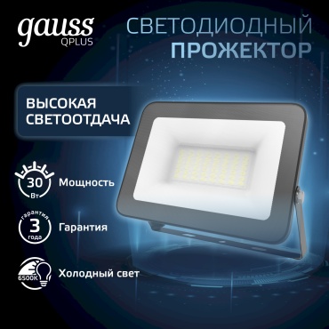 Прожектор на кронштейне Gauss 30 Вт, холодный белый