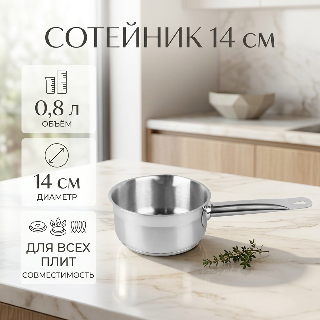 Сотейник 14 см , нержавеющая сталь