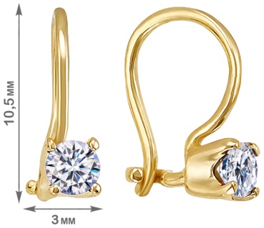 Серьги Lucente EAR-LU-585-494016 вес 0.894 г золото, фианит