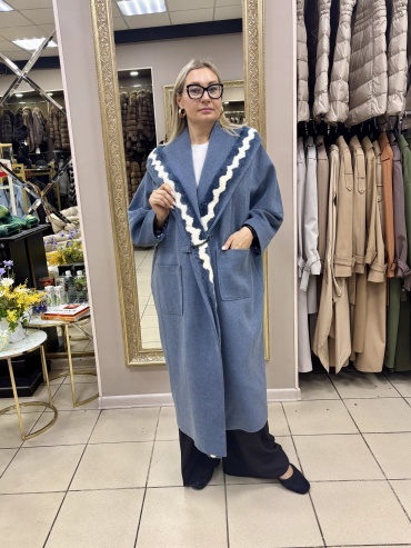Пальто Europa Furs синий, голубой