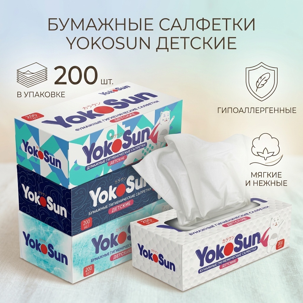Салфетки Yokosun Детские 200 шт