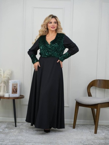 Вечернее платье Fashion черный, зеленый