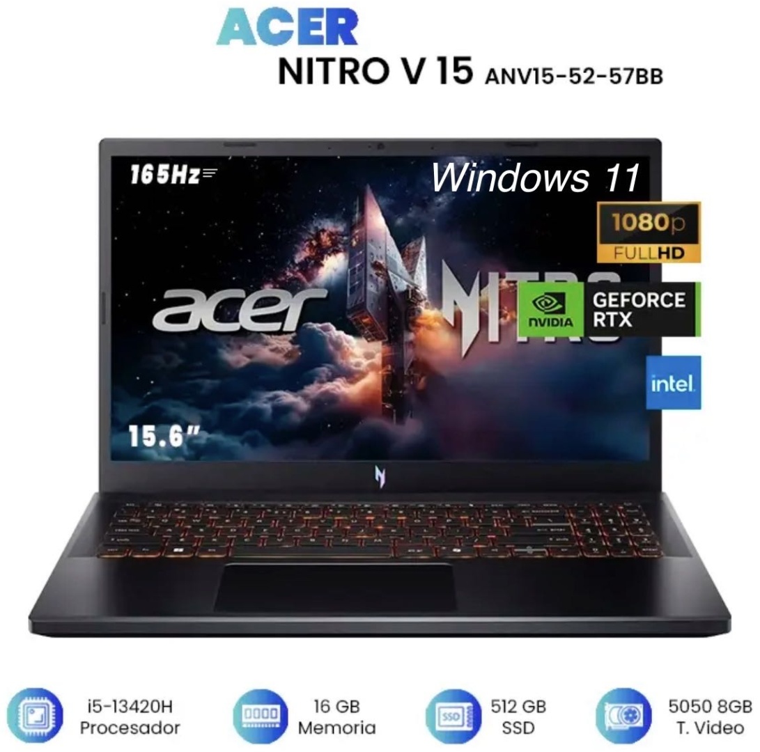 Ноутбук Acer Nitro V 15 ANV15-52-57BB 15.6" / 16 Гб / SSD 512 Гб / Win 11 Home / NH.U1PAA.004