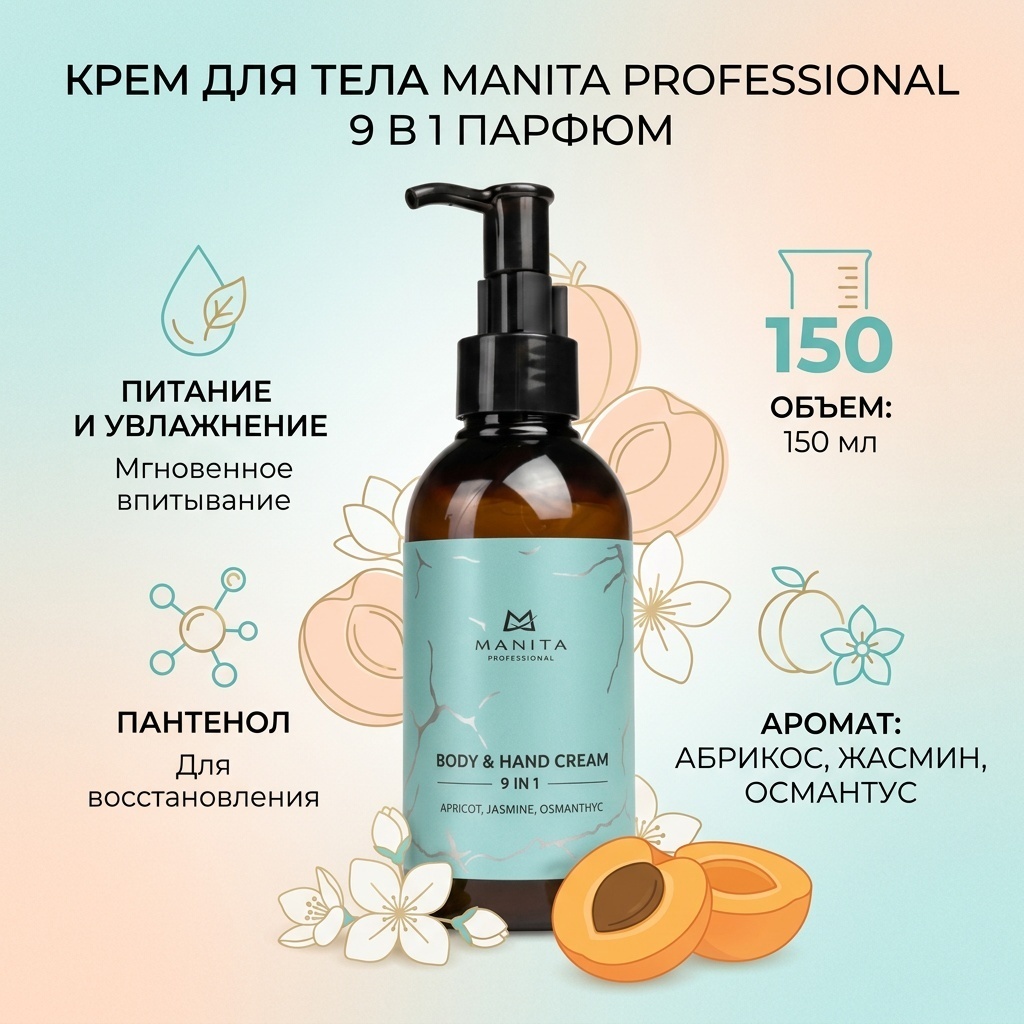 MANITA PROFESSIONAL Крем 9 в 1 APRICOT, JASMINE, OSMANTUS крем для тела 150 мл