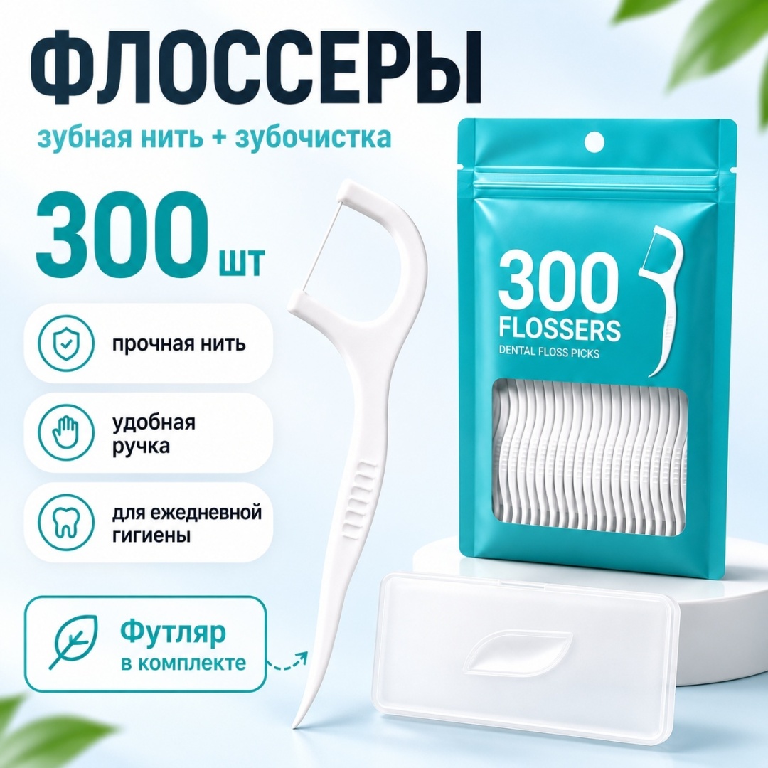 MiBaby Флоссеры 300шт флоссер 10 м