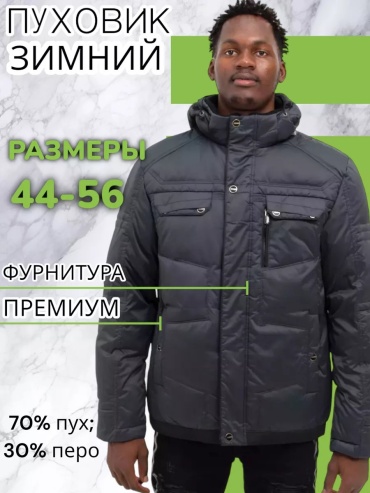 Пуховик черный