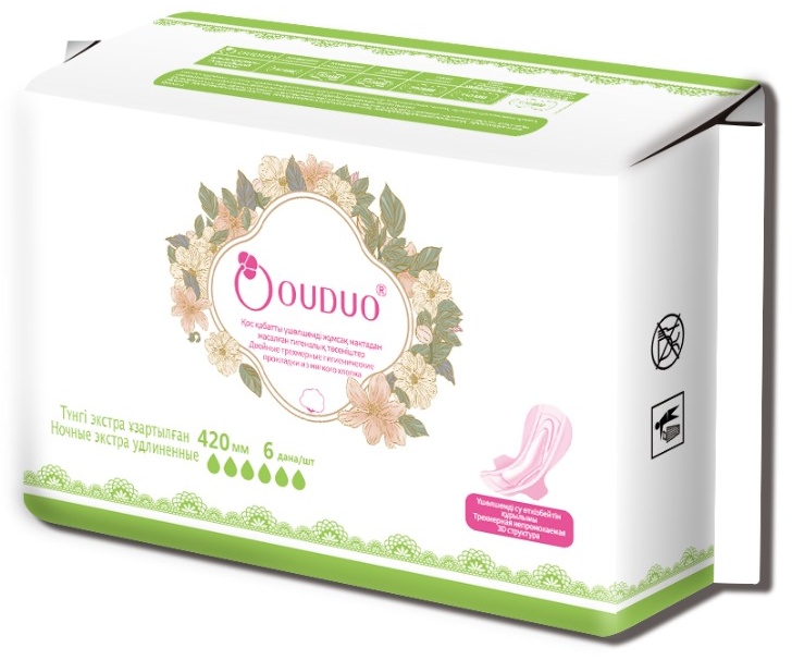 OUDUO прокладки Ночные Экстра удлиненные 6 шт