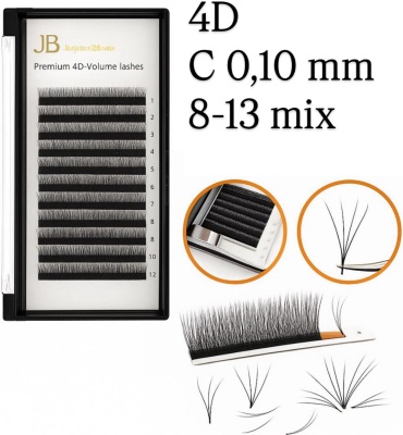 JB Jeyelabeau ленточные 4D C 0.10 мм черный mix 8-13 мм