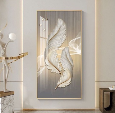 Araystudio.kz картина Перья золото 60x120 см