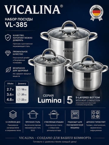 Набор кастрюль Lumina 6 в 1
