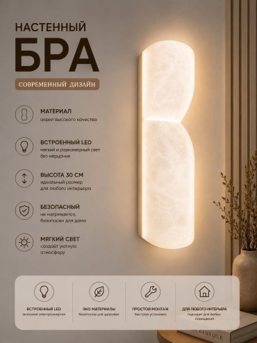 Бра настенный 3D PUZZLE LED, белый