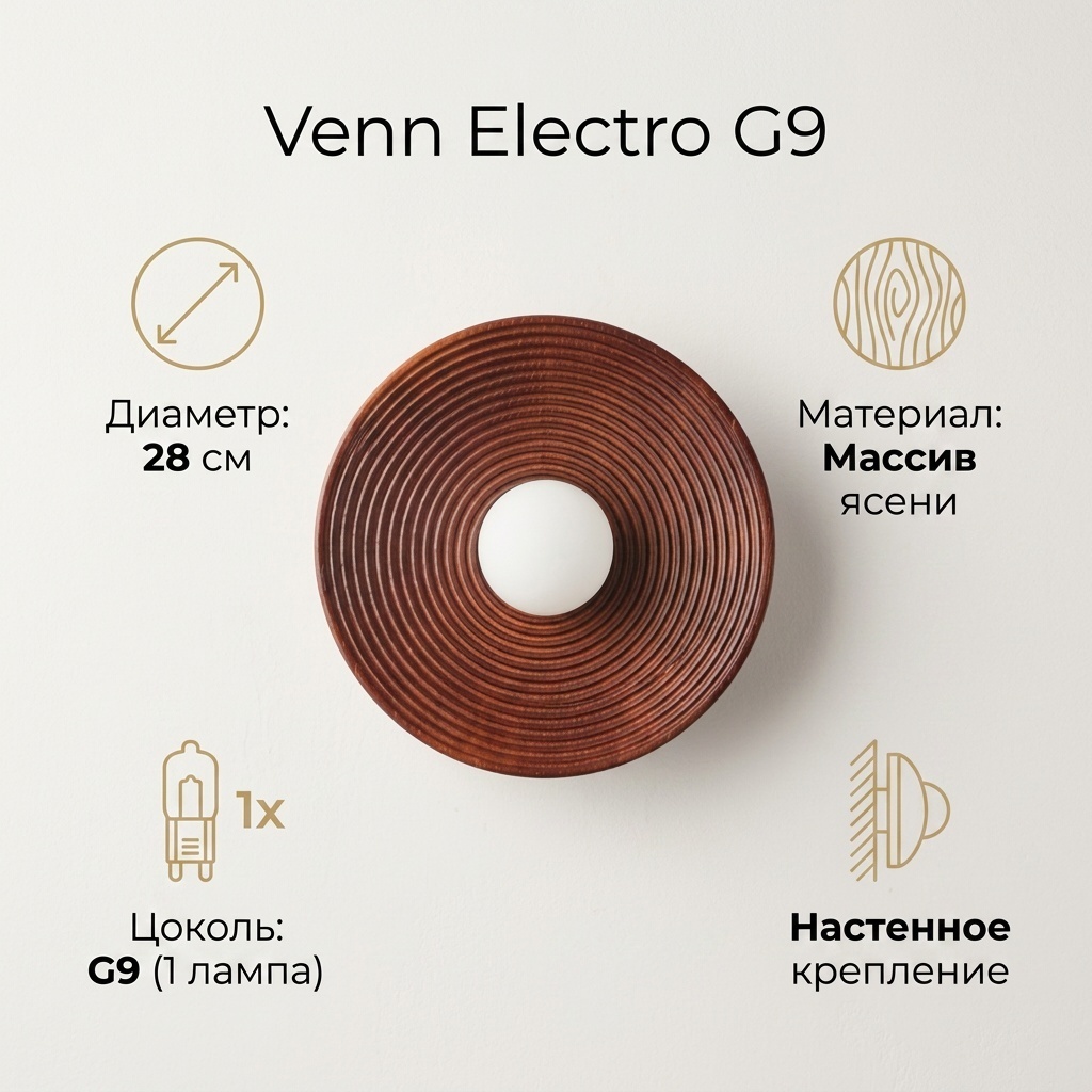 Бра настенный Venn Electro G9, коричневый