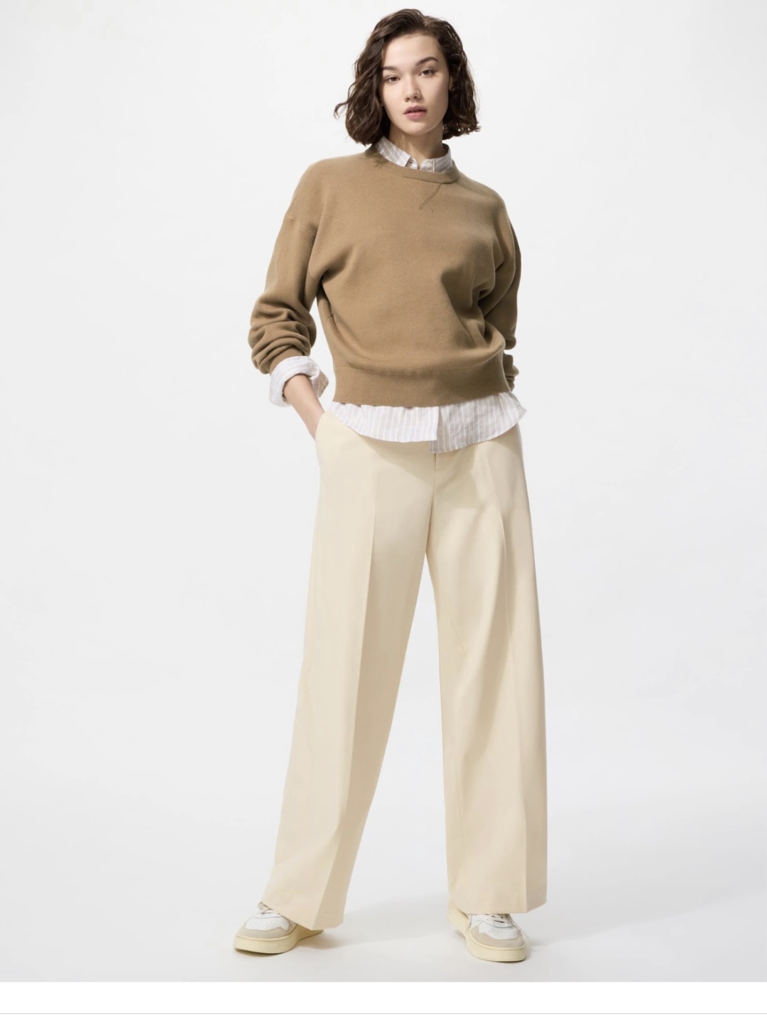 Классические брюки Uniqlo бежевый