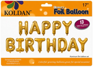 KOLDAN украшение праздничное Фольгированные шары Happy Birthday 13 шт