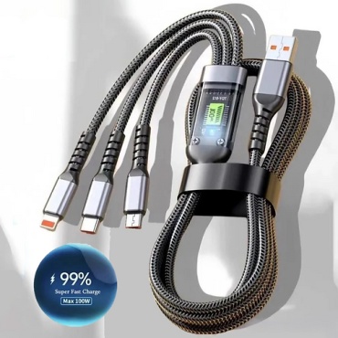 Кабель USB 3.0 (M), micro-USB 2.0 (M), USB 4 Type-C (M), Lightning (M), 1.2 м, серый