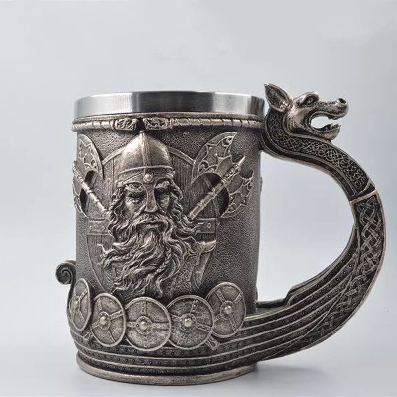 Кружка «Викинг Дракар», 400 мл, керамика, нержавеющая сталь, 1 шт.